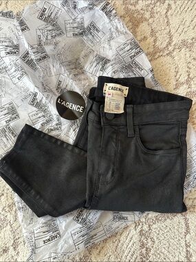 L’AGENCE Black Coated Skinny Jeans Size 24 Leather Luxe new never worn
